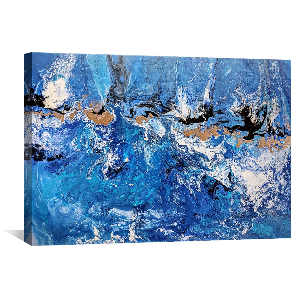 Vibrant Oceanic Waves Abstract Oil Painting for Home Decor