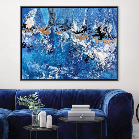 Vibrant Oceanic Waves Abstract Oil Painting for Home Decor