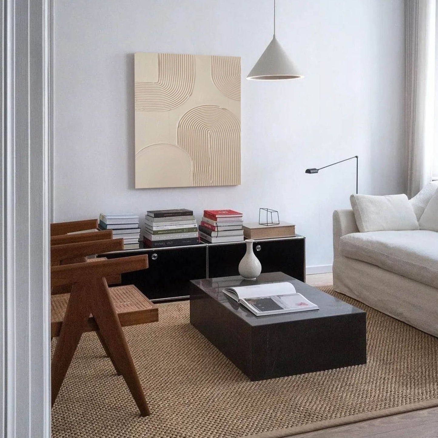 Elegant Beige Minimalist Abstract Oil Painting for Modern Home D√©cor