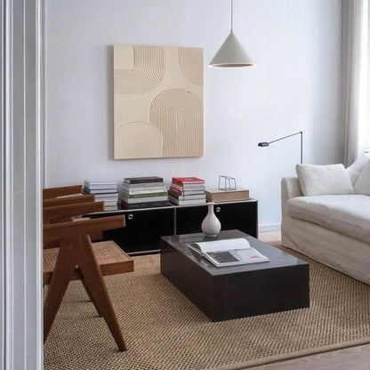 Elegant Beige Minimalist Abstract Oil Painting for Modern Home D√©cor
