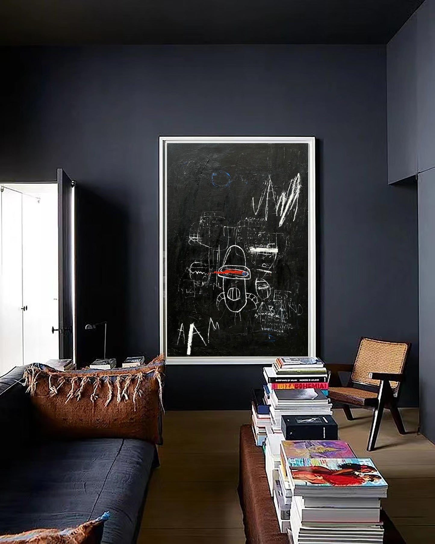 Vibrant Abstract Graffiti Painting with Bold Colors and Distinctive Lines