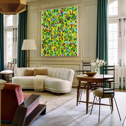 Vibrant Green Abstract Oil Painting for Modern Home Décor