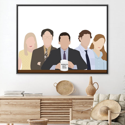 Whimsical Office Crew Oil Painting for Modern Workspaces