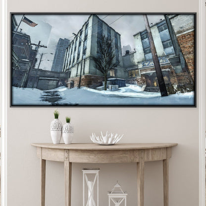 Urban Winter Landscape Oil Painting for Modern Home Decor