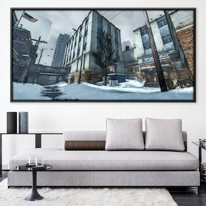 Urban Winter Landscape Oil Painting for Modern Home Decor