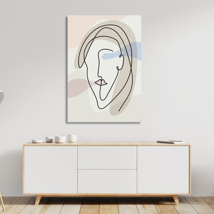 Abstract Line Art Faces - Modern Minimalist Oil Painting for Contemporary Decor