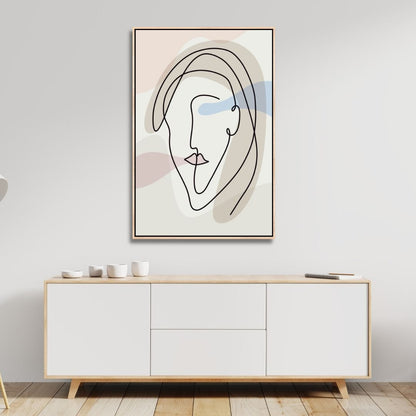 Abstract Line Art Faces - Modern Minimalist Oil Painting for Contemporary Decor