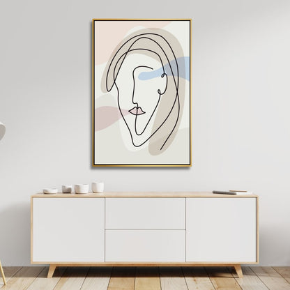 Abstract Line Art Faces - Modern Minimalist Oil Painting for Contemporary Decor