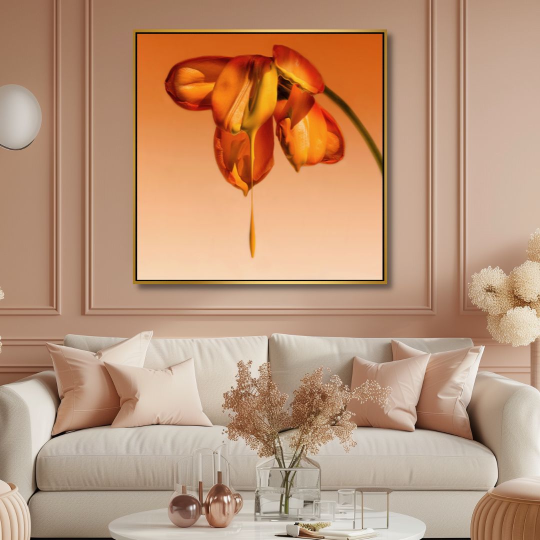 Vibrant Orange Flower Oil Painting for Elegant Home Décor