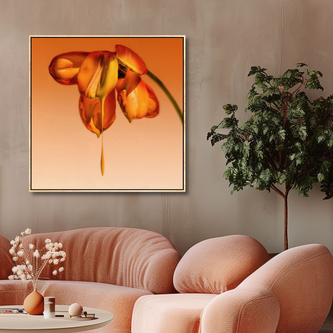 Vibrant Orange Flower Oil Painting for Elegant Home Décor