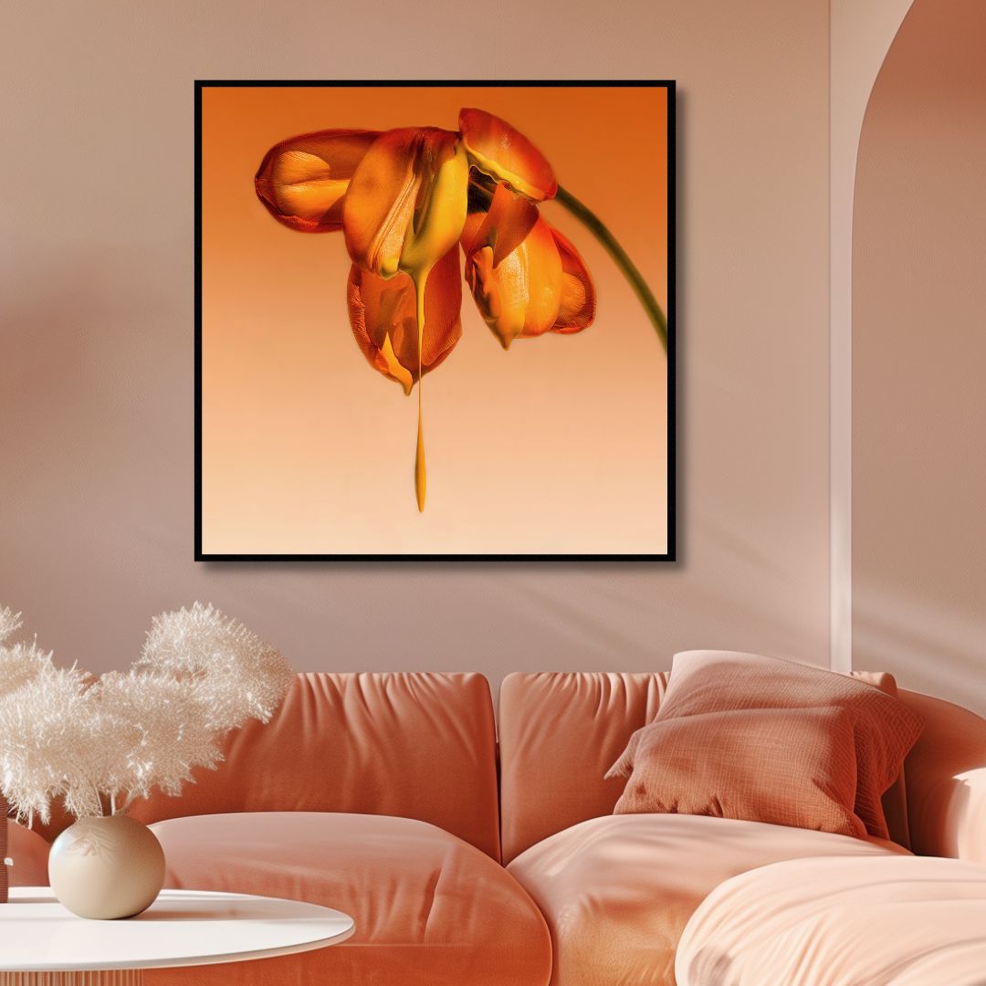 Vibrant Orange Flower Oil Painting for Elegant Home Décor
