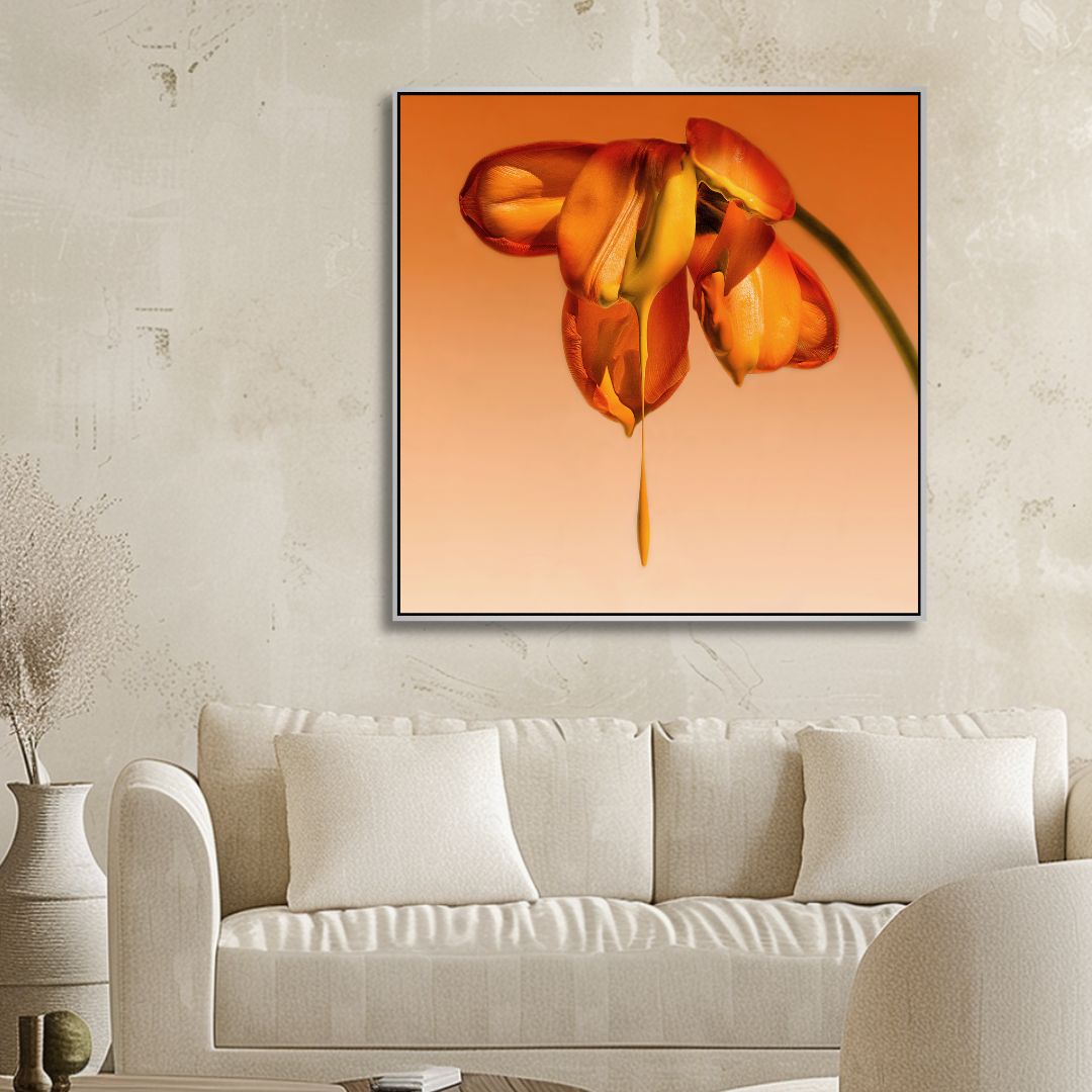 Vibrant Orange Flower Oil Painting for Elegant Home Décor