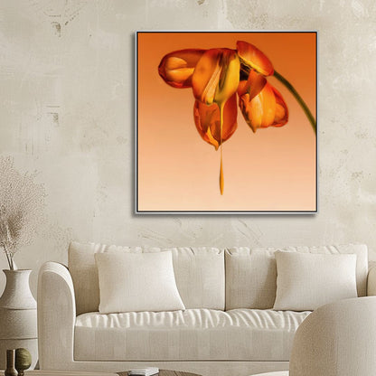 Vibrant Orange Flower Oil Painting for Elegant Home Décor