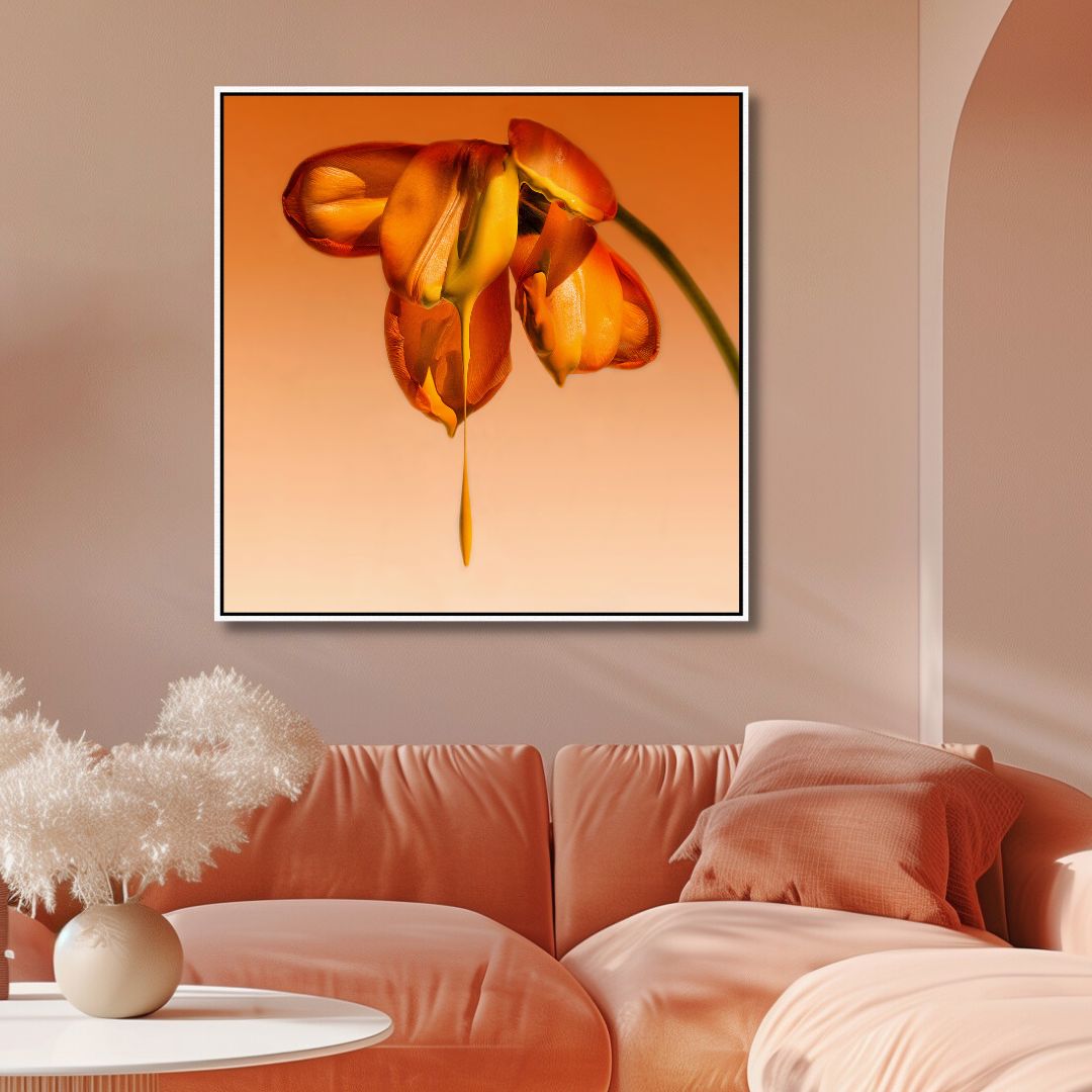 Vibrant Orange Flower Oil Painting for Elegant Home Décor