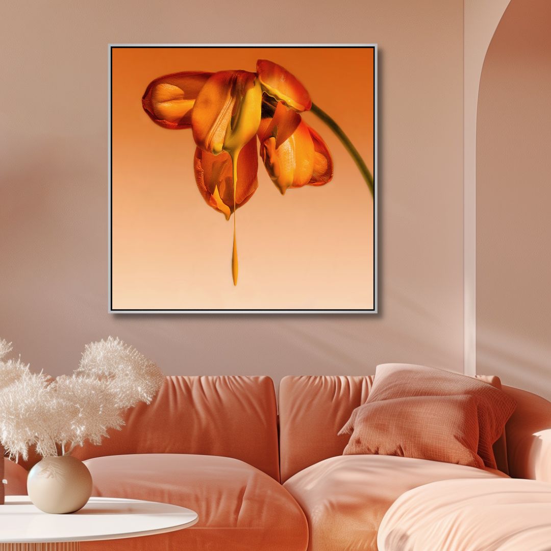 Vibrant Orange Flower Oil Painting for Elegant Home Décor