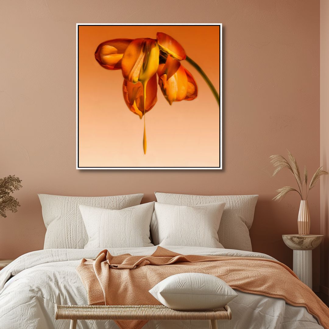Vibrant Orange Flower Oil Painting for Elegant Home Décor