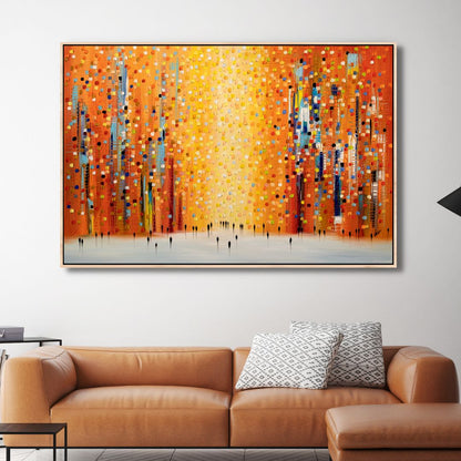 Vibrant Orange Sunset Abstract Oil Painting for Modern Home Decor