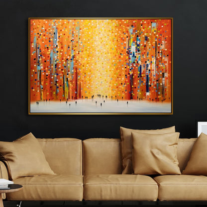 Vibrant Orange Sunset Abstract Oil Painting for Modern Home Decor