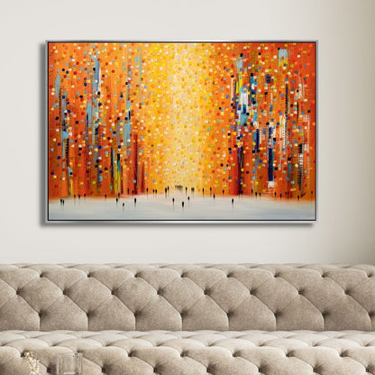 Vibrant Orange Sunset Abstract Oil Painting for Modern Home Decor