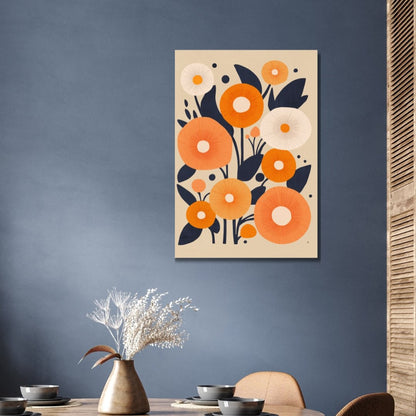 Vibrant Orange and White Floral Abstract Oil Painting for Modern Decor