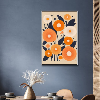 Vibrant Orange and White Floral Abstract Oil Painting for Modern Decor