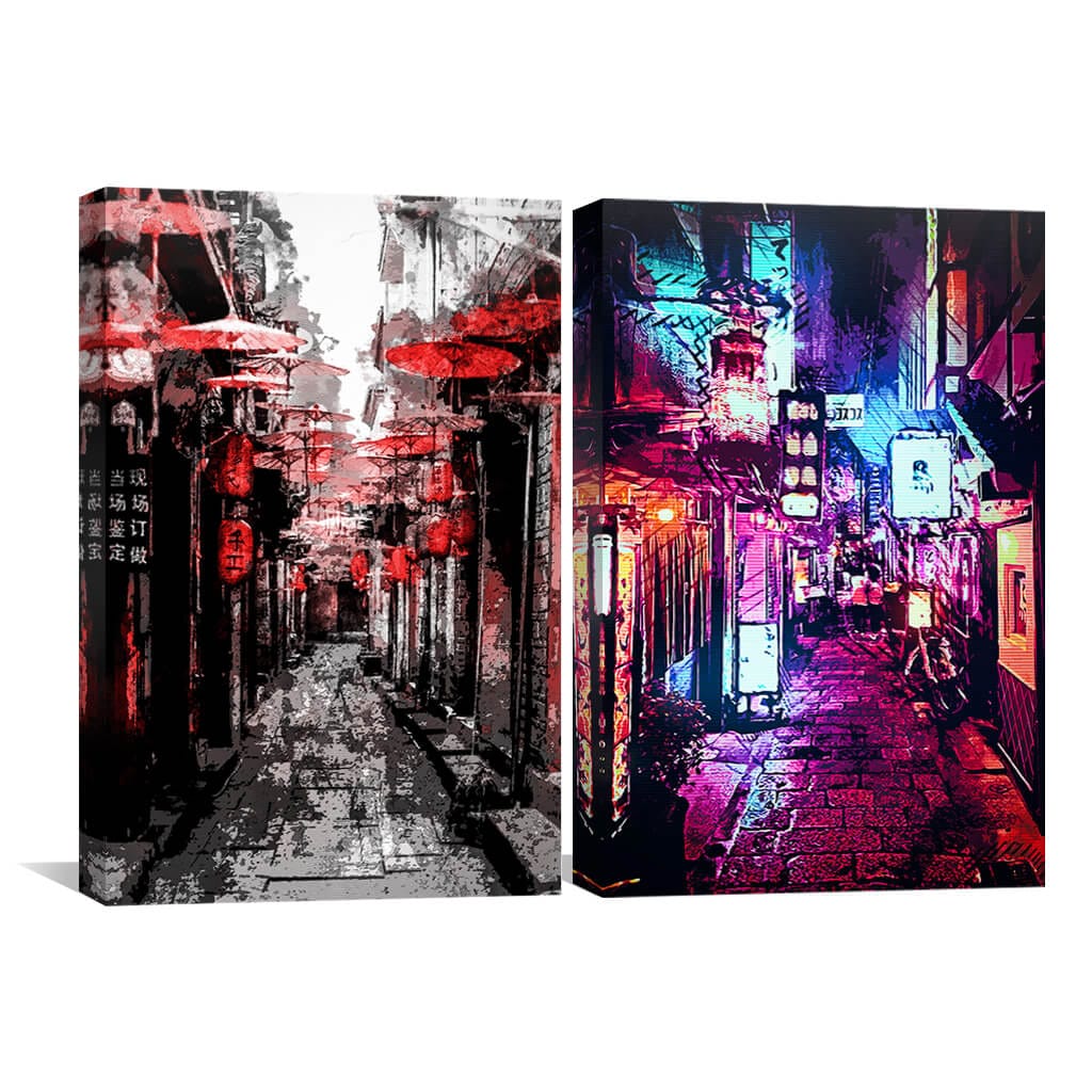 Vibrant Osaka Streets Nightlife Canvas Art for Modern Home Decor