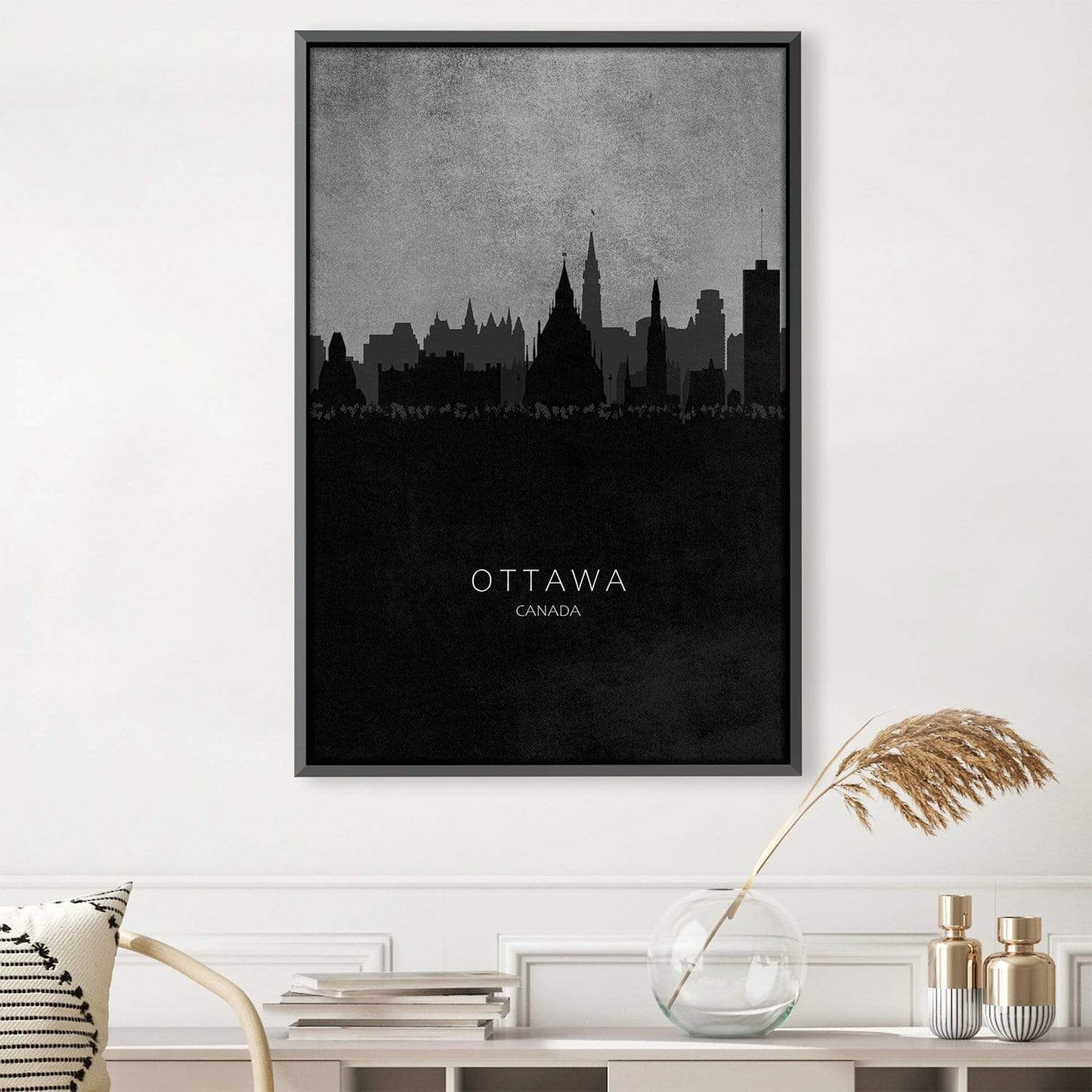 Ottawa Skyline Oil Painting - Modern Abstract Cityscape Art for Home Decor