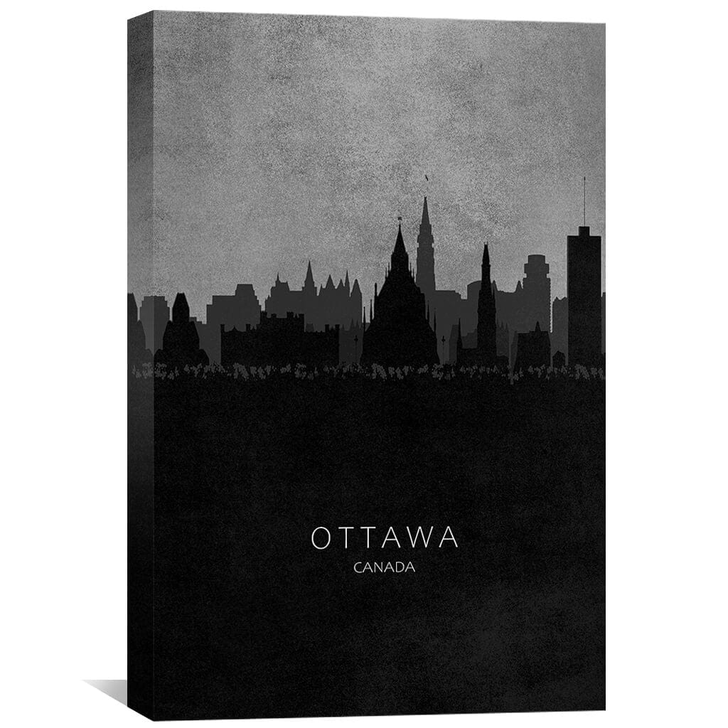 Ottawa Skyline Oil Painting - Modern Abstract Cityscape Art for Home Decor