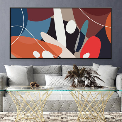 Modern Abstract Oil Painting with Vibrant Colors and Geometric Shapes