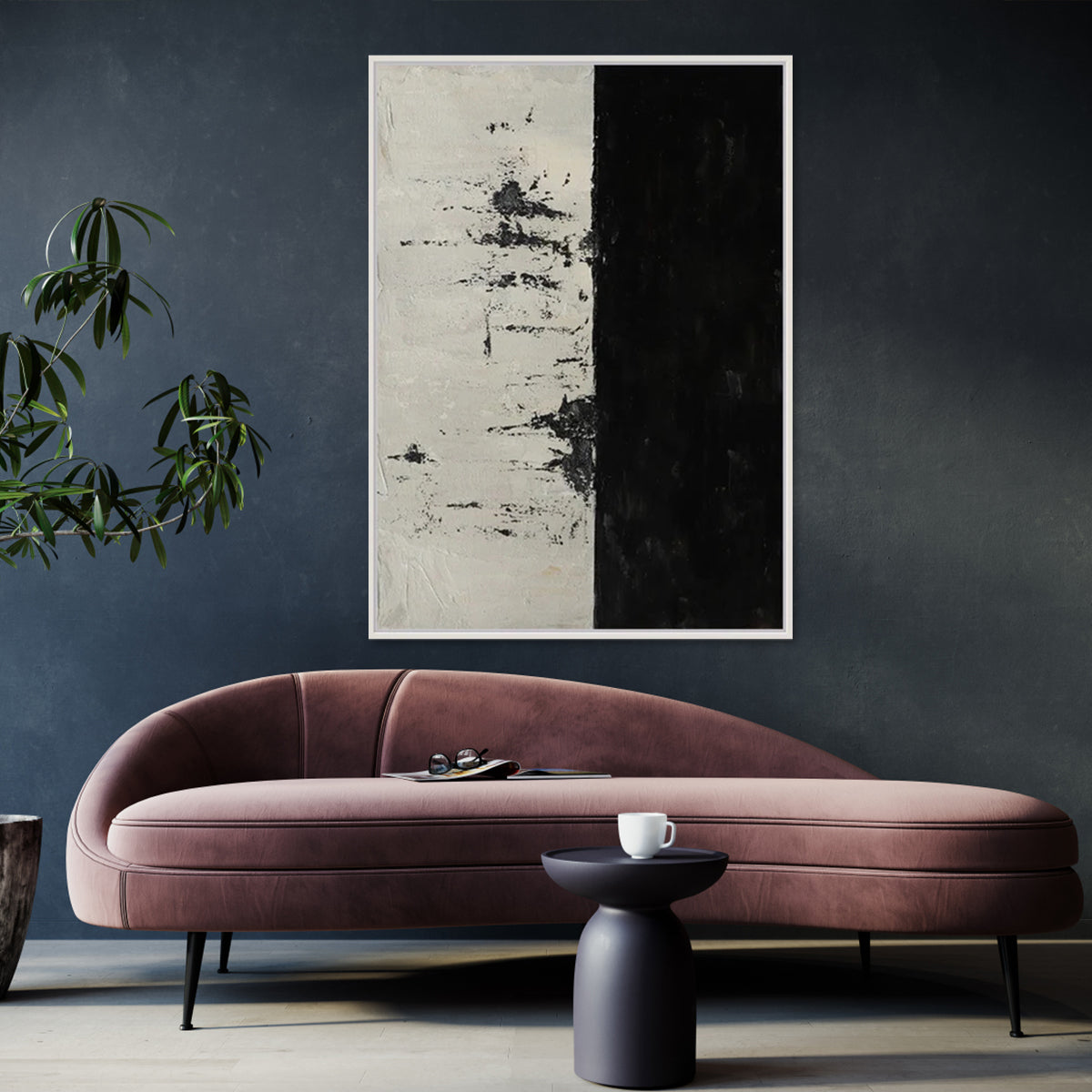 Abstract Black and White Oil Painting for Modern Home Decor