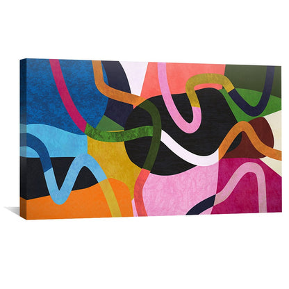 Vibrant Abstract Oil Painting with Colorful Overlapping Shapes