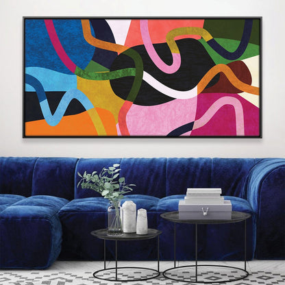 Vibrant Abstract Oil Painting with Colorful Overlapping Shapes