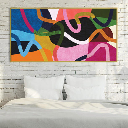 Vibrant Abstract Oil Painting with Colorful Overlapping Shapes