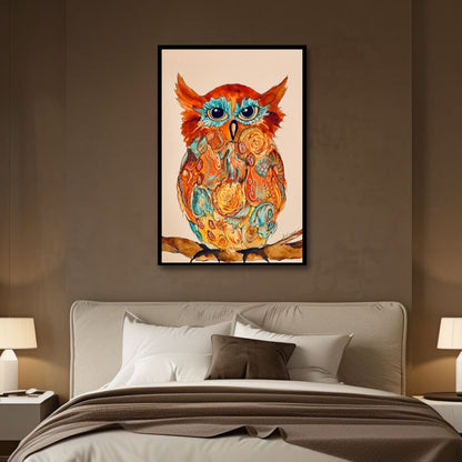 Vibrant Colorful Owl Abstract Painting for Unique Home Decor