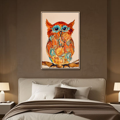 Vibrant Colorful Owl Abstract Painting for Unique Home Decor