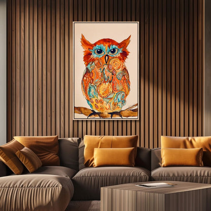 Vibrant Colorful Owl Abstract Painting for Unique Home Decor