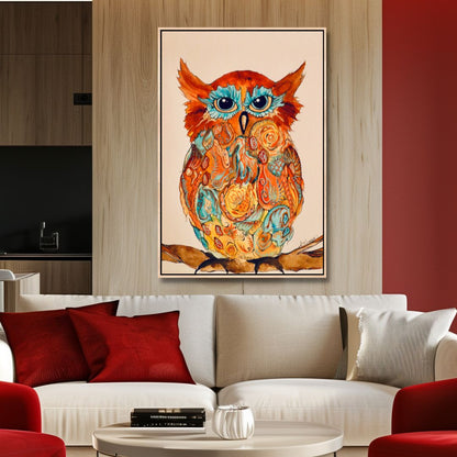 Vibrant Colorful Owl Abstract Painting for Unique Home Decor