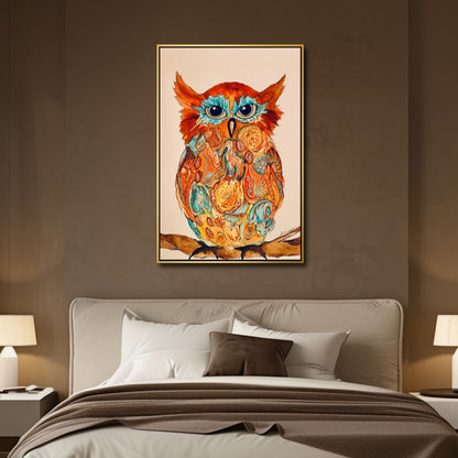 Vibrant Colorful Owl Abstract Painting for Unique Home Decor