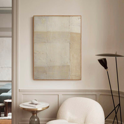 Elegant Minimalist Beige Abstract Oil Painting for Contemporary Home D√©cor