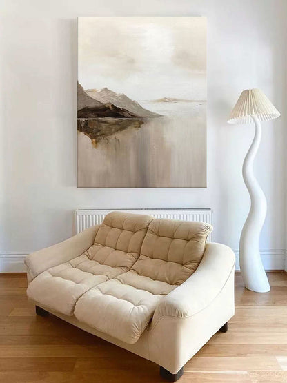 Serene Minimalist Landscape Oil Painting for Modern Home Decor