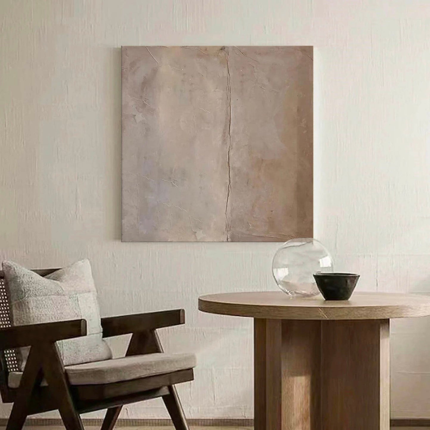 Neutral Minimalist Abstract Oil Painting for Modern Home Decor and Art Collection