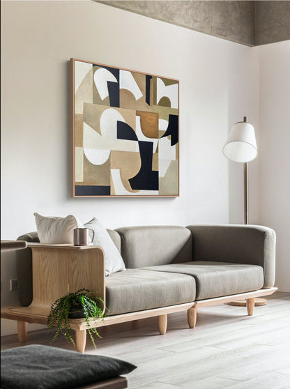 Contemporary Minimalist Geometric Oil Painting for Modern Home Decor