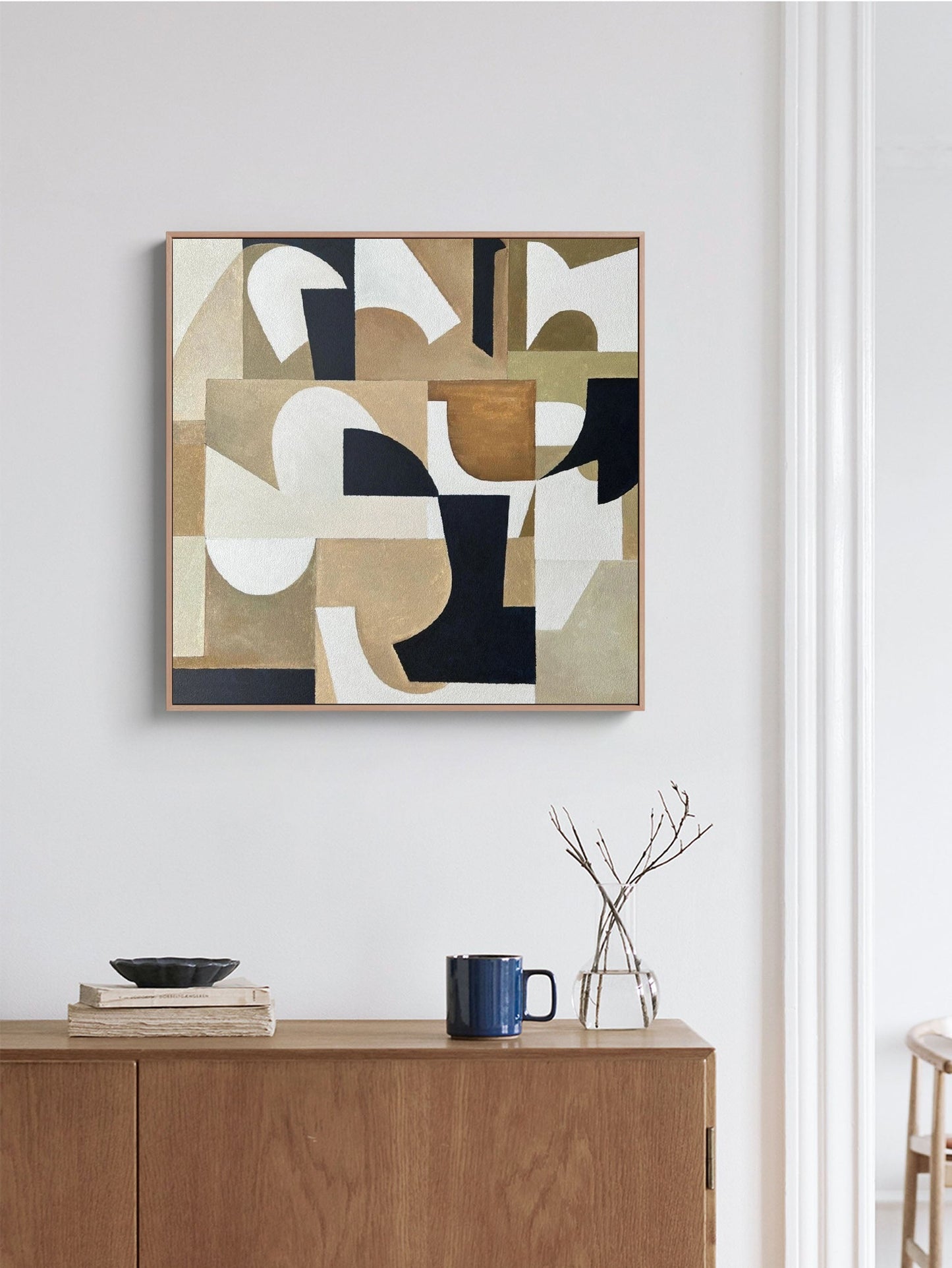 Contemporary Minimalist Geometric Oil Painting for Modern Home Decor