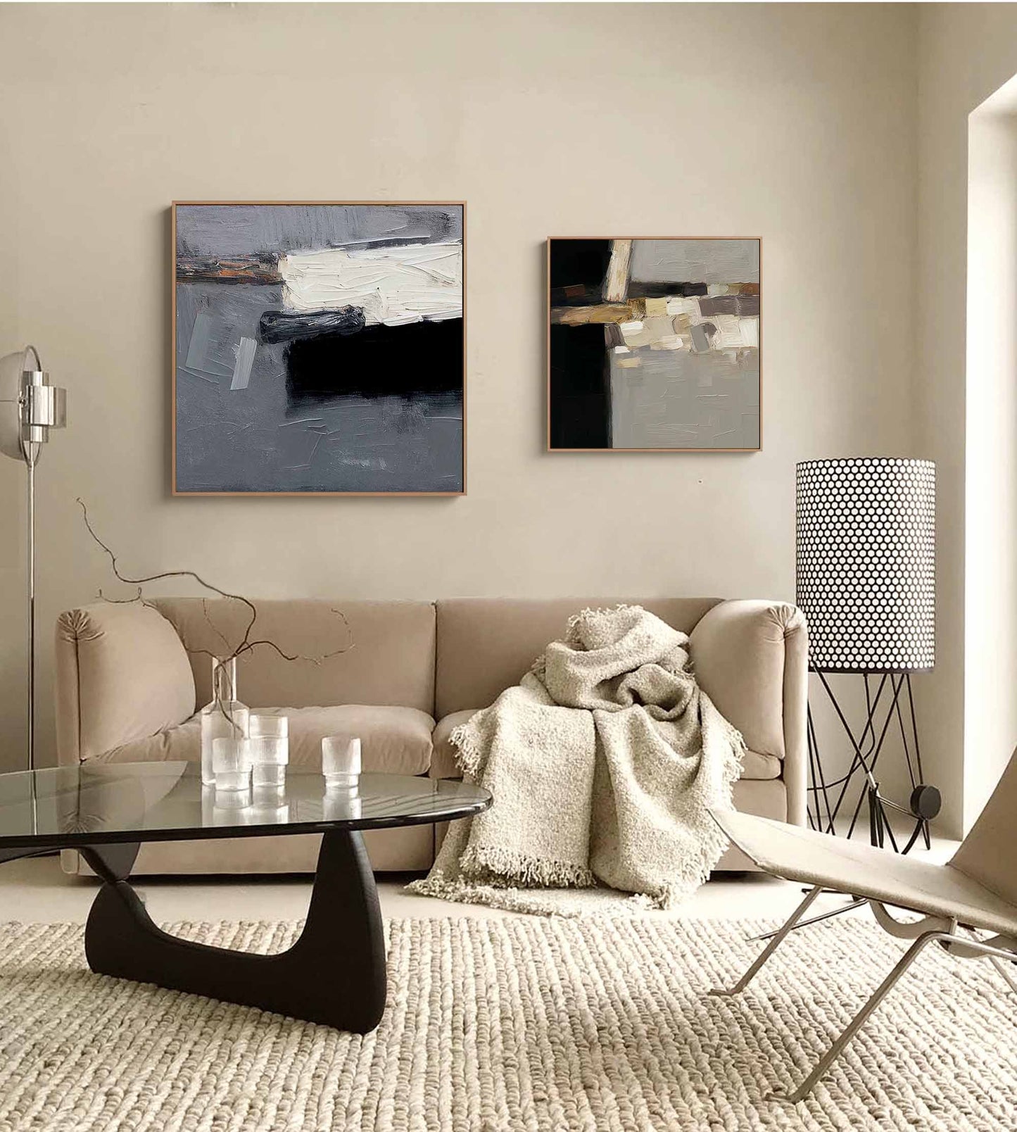 Elegant Minimalist Abstract Oil Painting for Modern Home Decor