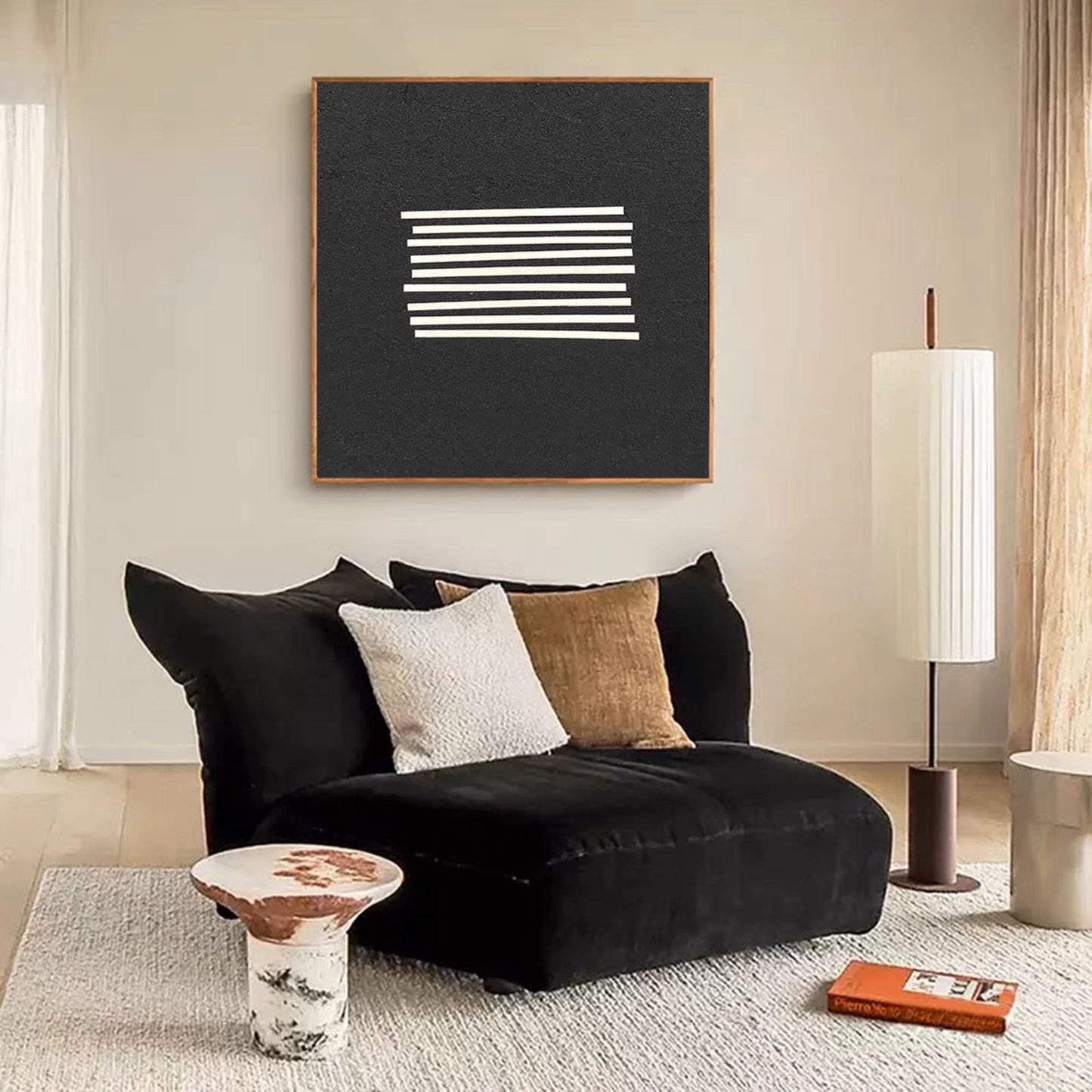 Elegant Minimalist Line Art Oil Painting for Modern Home Decor