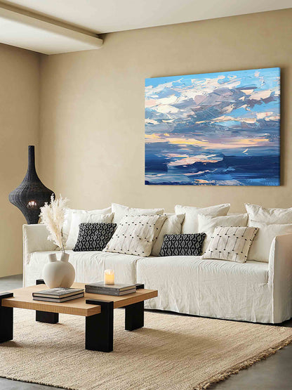 Serene Ocean Sky Oil Painting - Vibrant Coastal Landscape Art