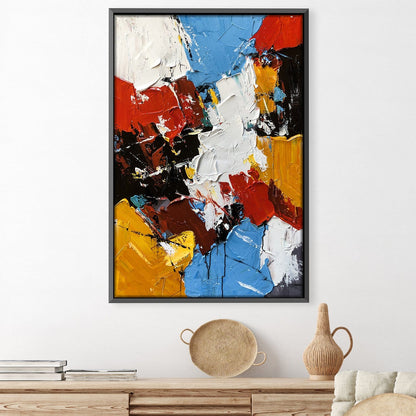 Vibrant Abstract Oil Painting with Bold Colors and Texture