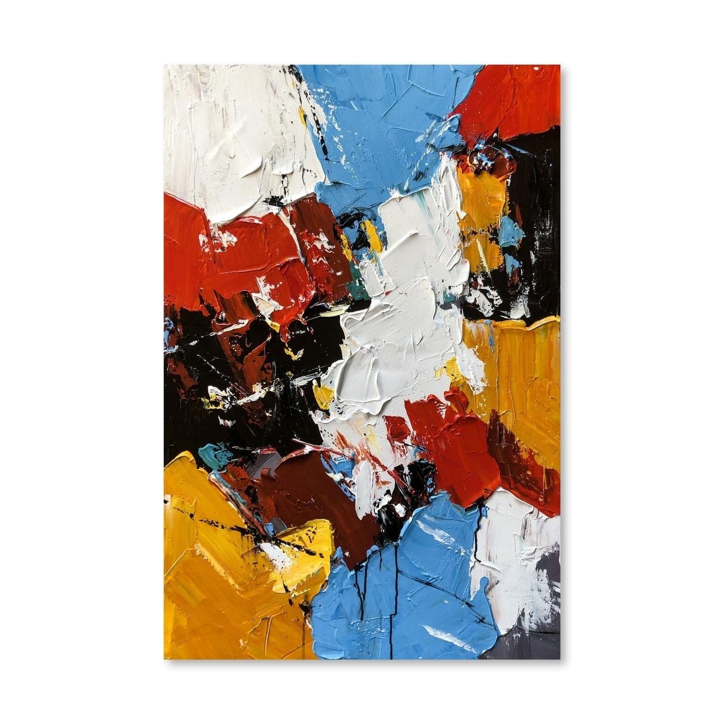 Vibrant Abstract Oil Painting with Bold Colors and Texture