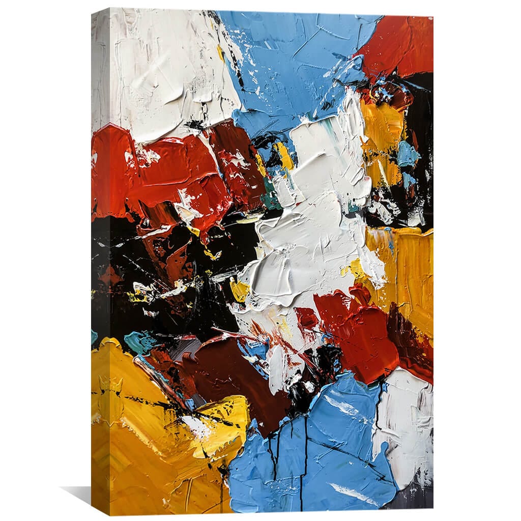 Vibrant Abstract Oil Painting with Bold Colors and Texture