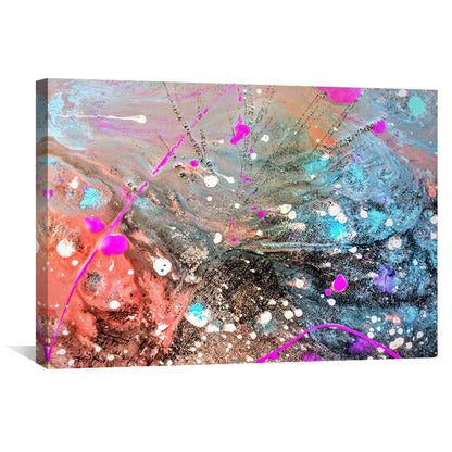 Vibrant Abstract Oil Painting with Playful Paint Splatter and Color Explosion